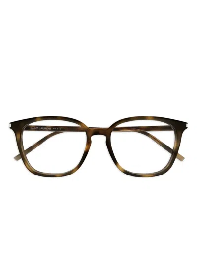 Saint Laurent Tortoiseshell-effect Glasses In Brown