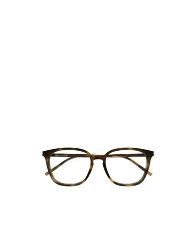 Saint Laurent Tortoiseshell-effect Glasses In Brown