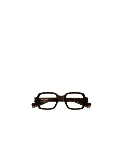 Saint Laurent Tortoiseshell-effect Glasses In Deep Havana