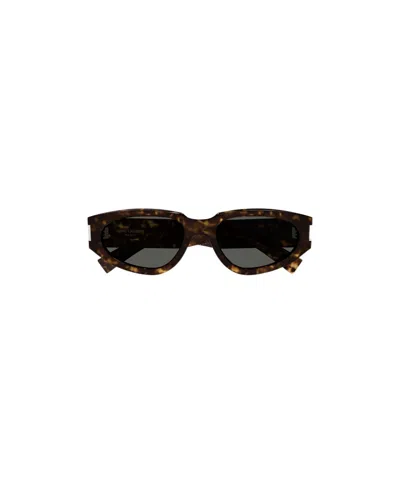 Saint Laurent Tortoiseshell-effect Oval-frame Sunglasses In Black