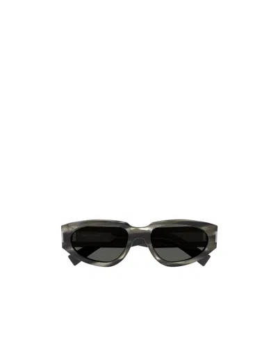 Saint Laurent Tortoiseshell-effect Oval-frame Sunglasses In Black