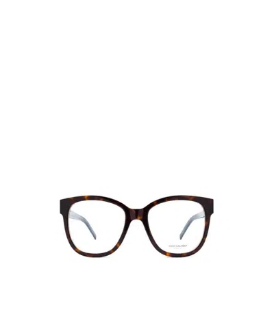 Saint Laurent Tortoiseshell-effect Oversize-frame Glasses In Black