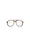 Saint Laurent Tortoiseshell-effect Pilot-frame Glasses In Black