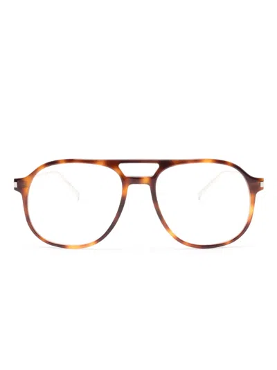 Saint Laurent Pilotenbrille In Schildpattoptik In Brown