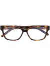 Saint Laurent Tortoiseshell-effect Rectangle-frame Glasses In Braun