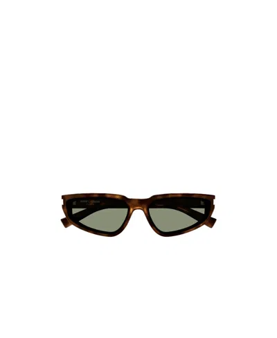 Saint Laurent Tortoiseshell-effect Rectangle-frame Sunglasses In Black