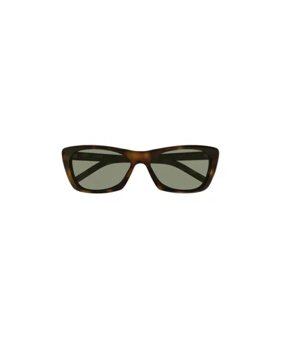 Saint Laurent Tortoiseshell-effect Rectangle-frame Sunglasses In Black