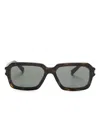 Saint Laurent Tortoiseshell-effect Rectangle-frame Sunglasses In Brown