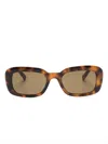 Saint Laurent Tortoiseshell-effect Rectangle-frame Sunglasses In Brown