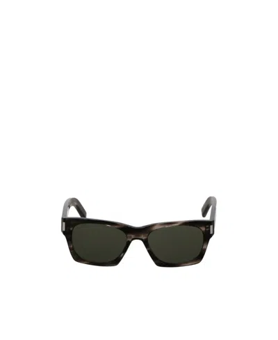 Saint Laurent Tortoiseshell-effect Round-frame Sunglasses In Black