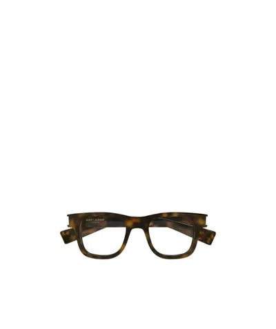 Saint Laurent Tortoiseshell-effect Square-frame Glasses In Black