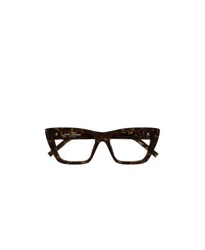 Saint Laurent Tortoiseshell-effect Square-frame Glasses In Black