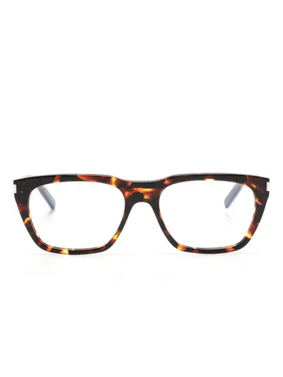 Saint Laurent Tortoiseshell-effect Square-frame Glasses In Brown