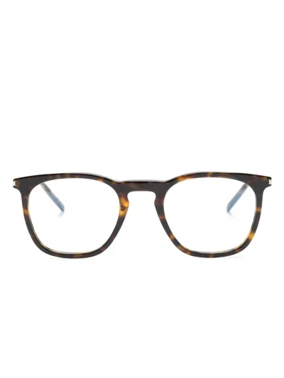 Saint Laurent Tortoiseshell-effect Square-frame Glasses In Brown