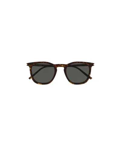 Saint Laurent Tortoiseshell-effect Square-frame Sunglasses In Black