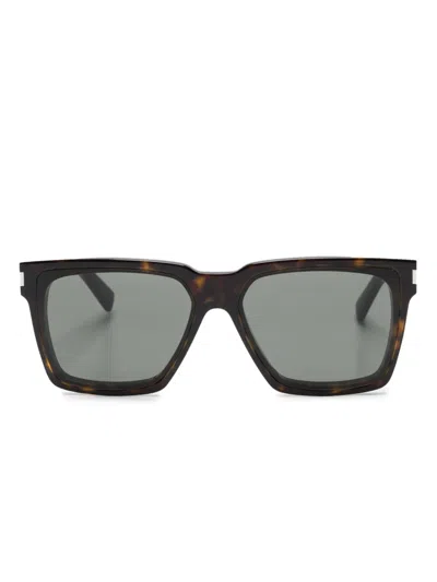 Saint Laurent Tortoiseshell-effect Square-frame Sunglasses In Brown