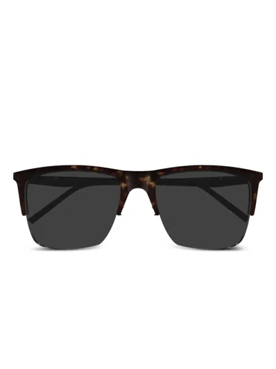 Saint Laurent Tortoiseshell Effect Sunglasses In Brown
