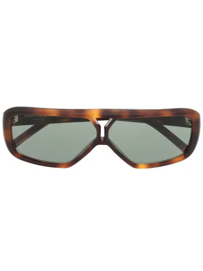 Saint Laurent Tortoiseshell-effect Sunglasses In Brown