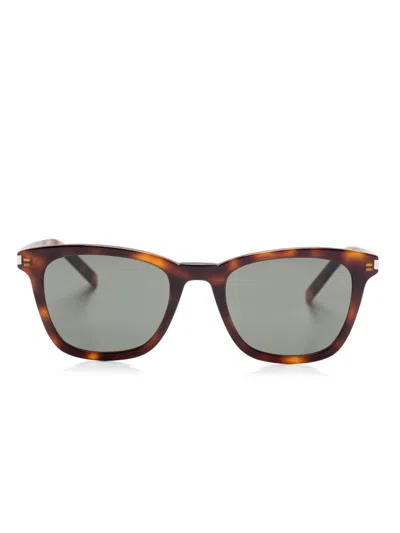 Saint Laurent Tortoiseshell-effect Sunglasses In Brown