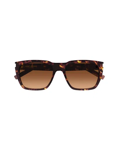 Saint Laurent Tortoiseshell-effect Tinted-lenses Sunglasses In Brown
