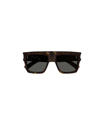 Saint Laurent Tortoiseshell-effect Wellington-frame Sunglasses In Black