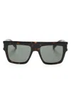 Saint Laurent Tortoiseshell-effect Wellington-frame Sunglasses In Brown