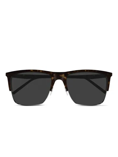 Saint Laurent Eyewear Rectangle-frame Sunglasses In Brown