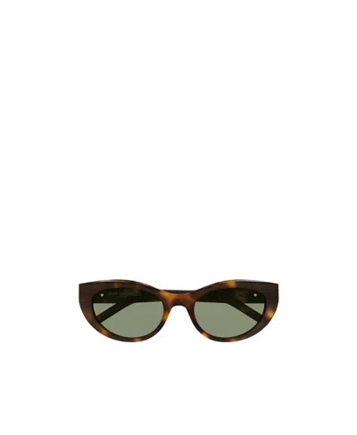 Saint Laurent Tortoiseshell Logo-plaque Sunglasses In Black