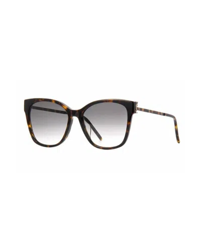 Saint Laurent Tortoiseshell Pattern Large-frame Sunglasses In Gray