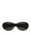 Saint Laurent Tortoiseshell Pillowed Oval Sunglasses In Brown