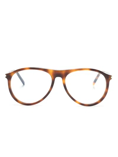 Saint Laurent Tortoiseshell Pilot-frame Sunglasses In Brown