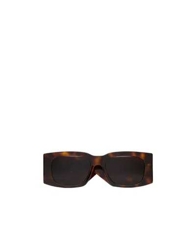 Saint Laurent Tortoiseshell Rectangle-frame Sunglasses In Brown