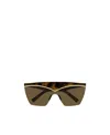 Saint Laurent Tortoiseshell Shield-frame Sunglasses In Green