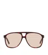 Saint Laurent Tortoiseshell Sl 596 Dune Rectangular Sunglasses In Brown