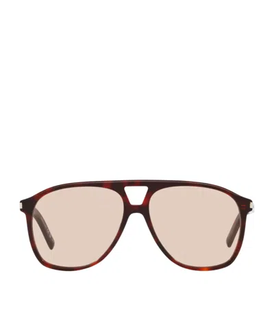 SAINT LAURENT SAINT LAURENT TORTOISESHELL SL 596 DUNE RECTANGULAR SUNGLASSES