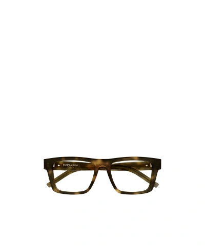Saint Laurent Tortoiseshell  Square-frame Glasses In Brown