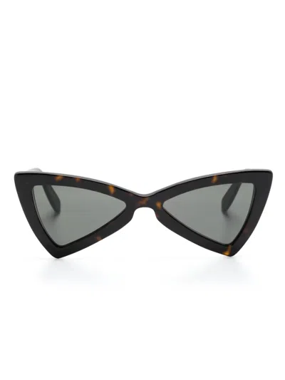 Saint Laurent Tortoiseshell Triangle-frame Sunglasses In Brown