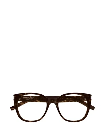 Saint Laurent Tortoiseshell-effect Cat-eye Glasses In Brown