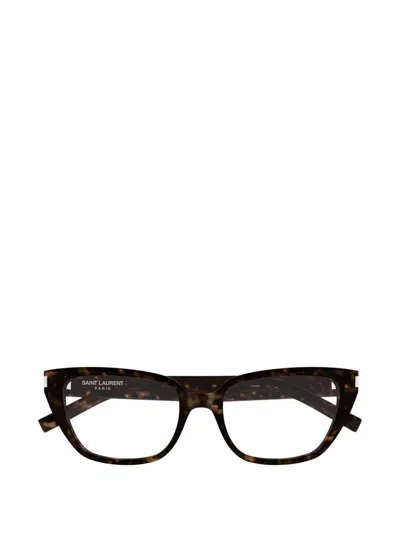 Saint Laurent Tortoiseshell-effect Cat-eye Glasses In Blue