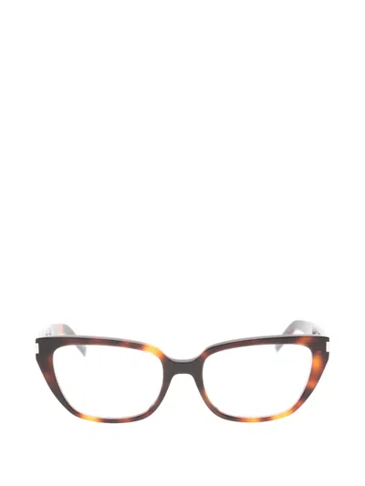 Saint Laurent Tortoiseshell-effect Cat-eye Glasses In Brown