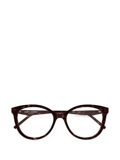 Saint Laurent Tortoiseshell-effect Cat-eye Glasses In Brown