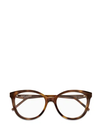 Saint Laurent Tortoiseshell-effect Cat-eye Glasses In Multi