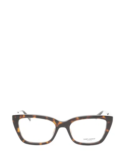 Saint Laurent Tortoiseshell-effect Glasses In Brown