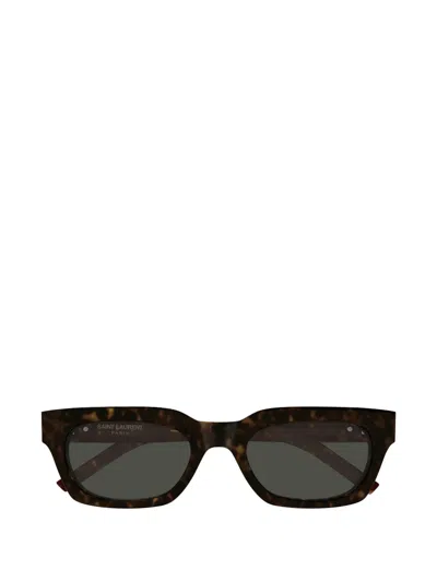 Saint Laurent Tortoiseshell-effect Rectangle-frame Sunglasses In Multi