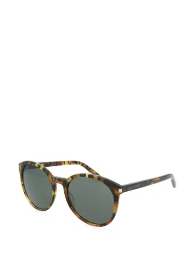 Saint Laurent Tortoiseshell-effect Round-frame Sunglasses In Multi