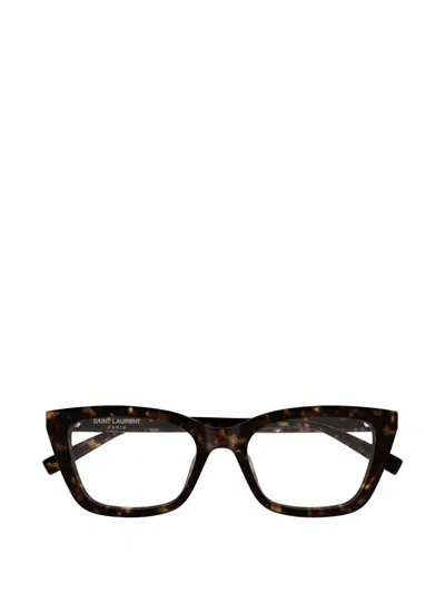 Saint Laurent Tortoiseshell-effect Square-frame Glasses In Brown