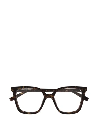 Saint Laurent Tortoiseshell-effect Square-frame Glasses In Brown