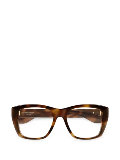 Saint Laurent Tortoiseshell-effect Square-frame Glasses In Brown