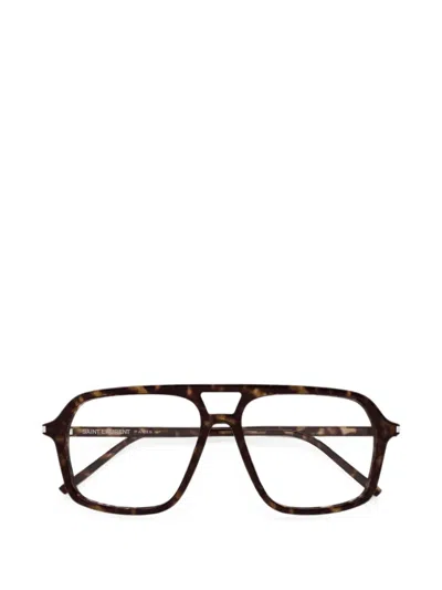 Saint Laurent Tortoiseshell-effect Square-frame Glasses In Brown