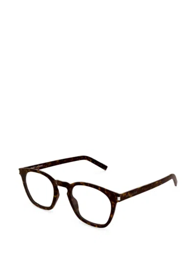 Saint Laurent Tortoiseshell-effect Square-frame Glasses In Multi